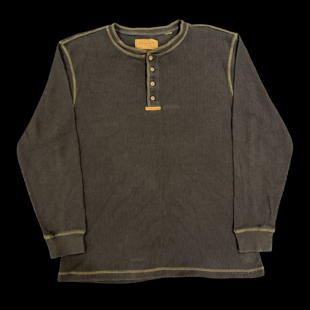 Vintage Clearwater Thermal Shirt Waffle Knit Henley Distressed Fade Y2K XL